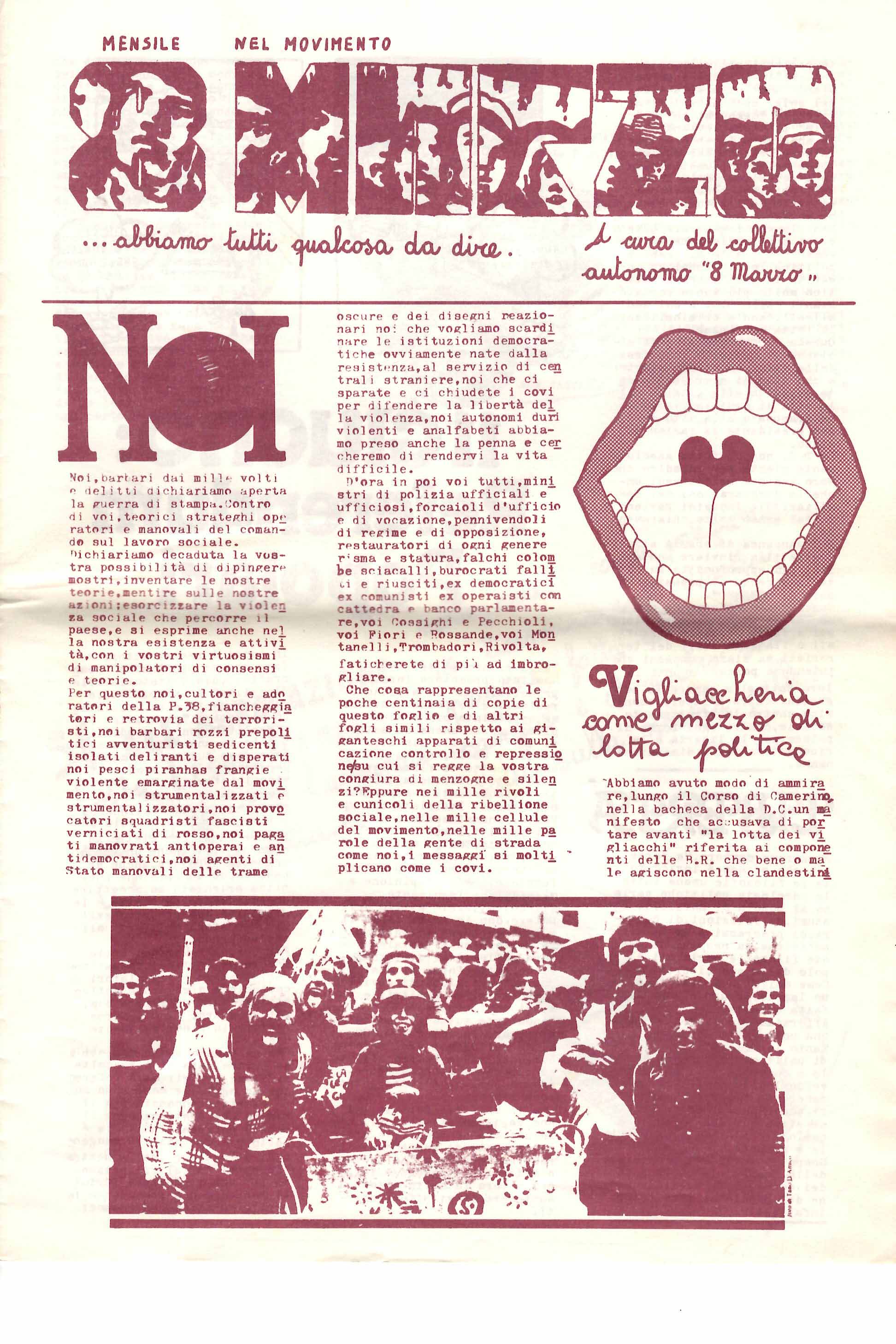 8 Marzo. Mensile a cura del collettivo autonomo 8 Marzo